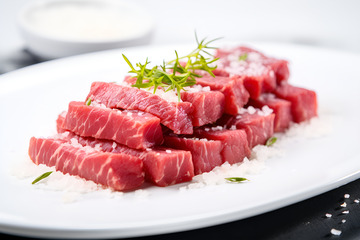 一盘新鲜的牛肉切盘