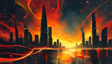 企业年会背景图未来城市动感光线