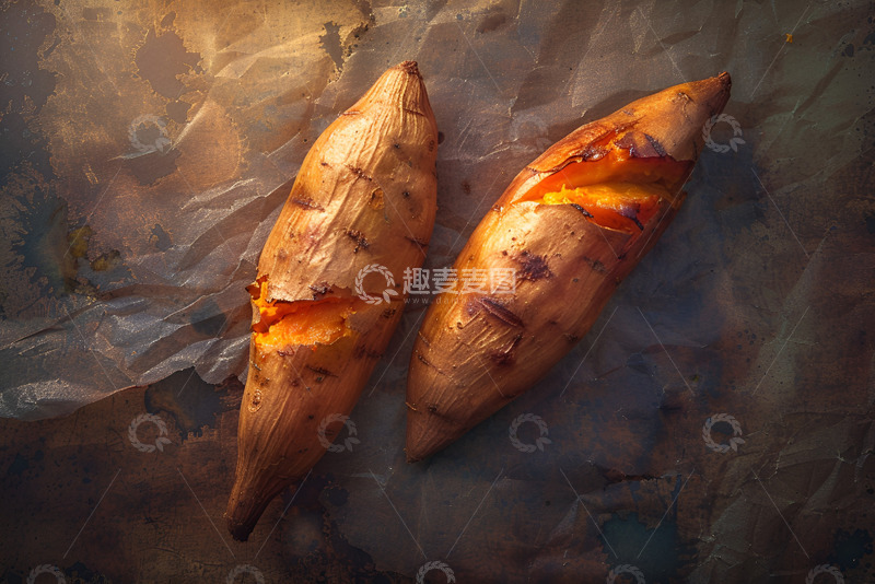 高清大图下载【趣麦麦图】两个美味的烤红薯