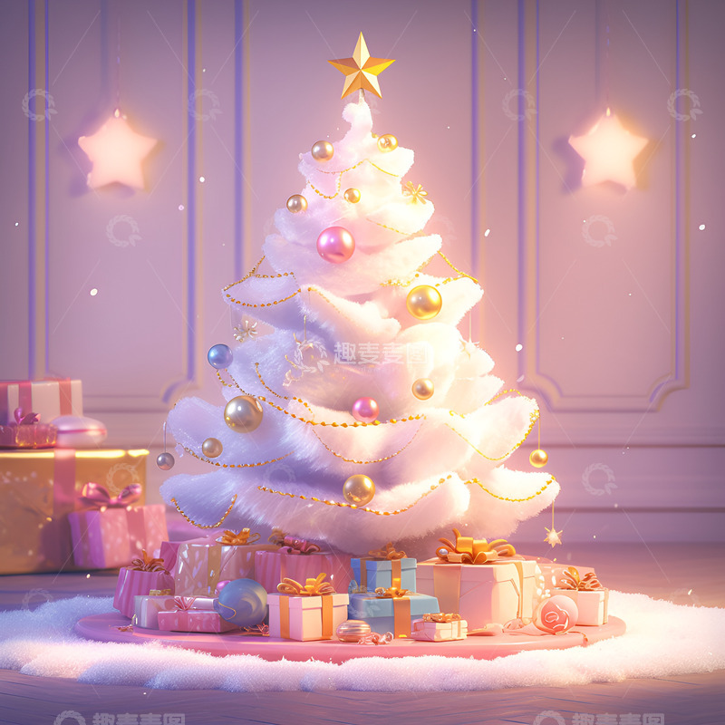 高清大图下载【趣麦麦图】圣诞节毛茸茸的圣诞树