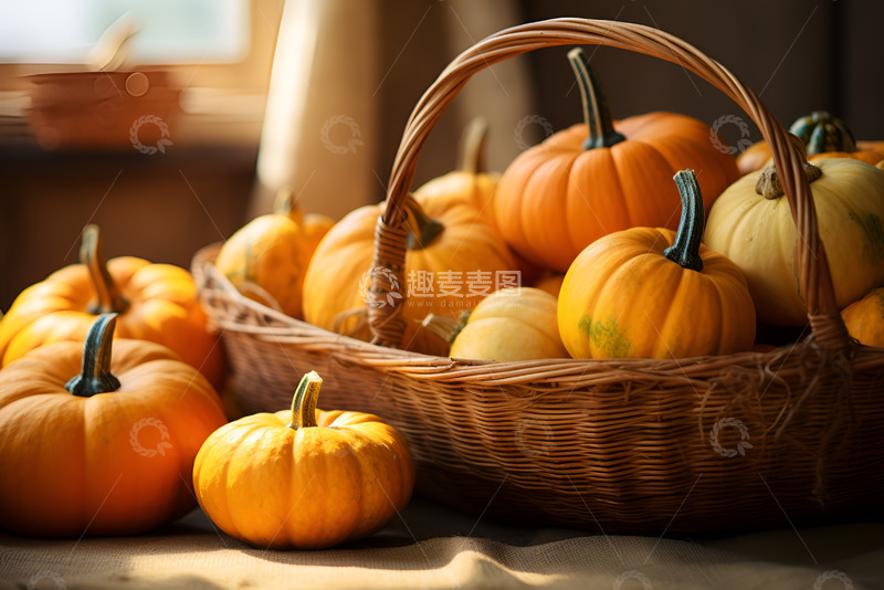 高清大图下载【趣麦麦图】一篮筐熟透的南瓜