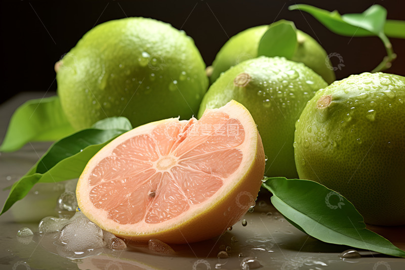 高清大图下载【趣麦麦图】切开的新鲜柚子