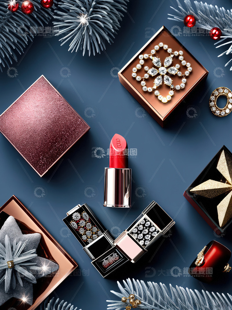 高清大图下载【趣麦麦图】圣诞节背景口红摄影素材49