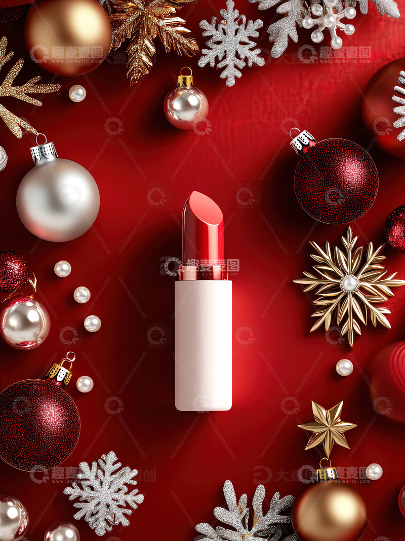 高清大图下载【趣麦麦图】圣诞节背景口红摄影素材43