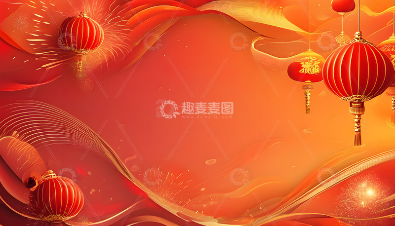 企业年会背景图红色灯笼流动光效