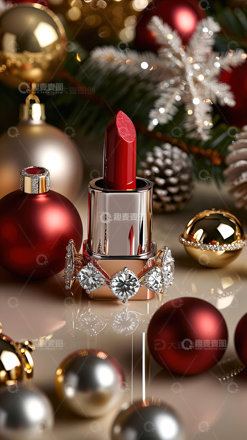 高清大图下载【趣麦麦图】圣诞节背景口红摄影素材45