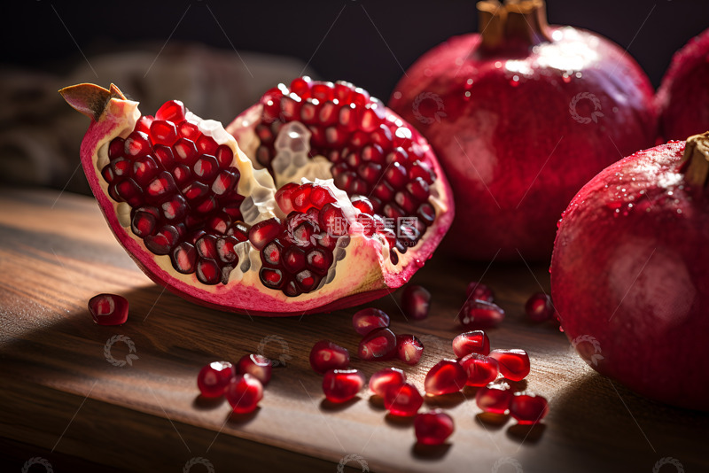 高清大图下载【趣麦麦图】剥开的石榴和石榴籽