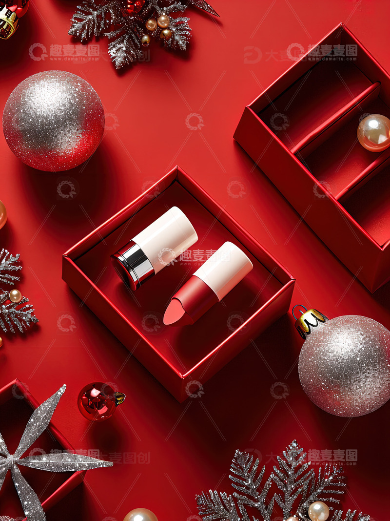 高清大图下载【趣麦麦图】圣诞节背景口红摄影素材44