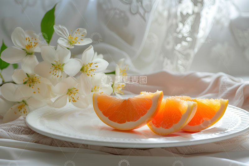 高清大图下载【趣麦麦图】一盘切开的橙子