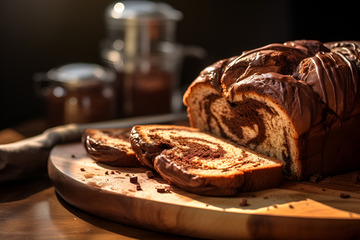 切开的巧克力卷面包