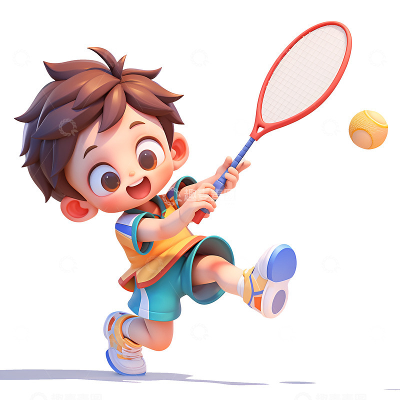 高清大图下载【趣麦麦图】打网球的小孩