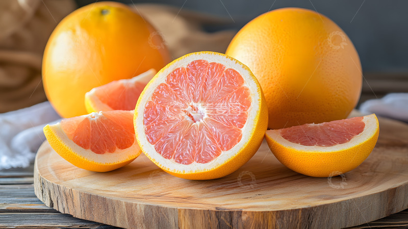 高清大图下载【趣麦麦图】切片粉色葡萄柚温暖自然水果图