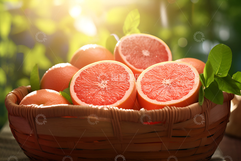 高清大图下载【趣麦麦图】一盘新鲜的红心柚