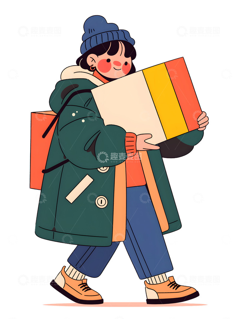 高清大图下载【趣麦麦图】卡通节日购物双十一