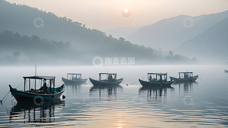 高清大图下载【趣麦麦图】江北泛舟高清