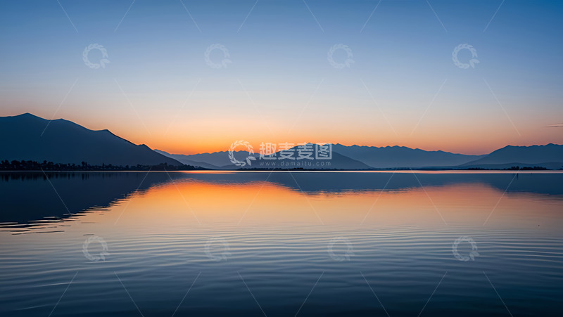 高清大图下载【趣麦麦图】江畔下的夕阳