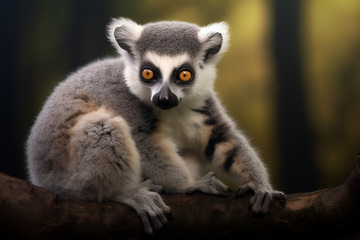 一只坐在树上的狐猴