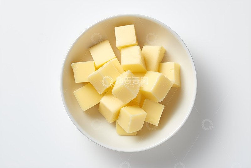 高清大图下载【趣麦麦图】白瓷碗里装着黄油块