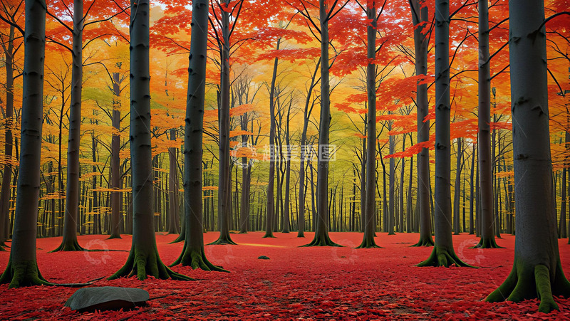 高清大图下载【趣麦麦图】遍地红枫叶高清