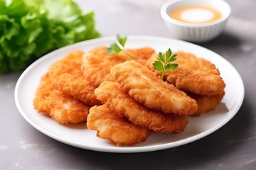 一盘酥脆的炸鸡排