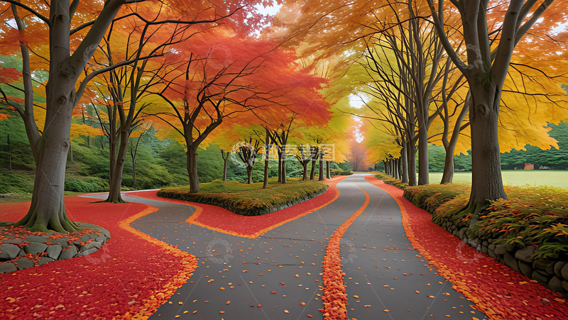 高清大图下载【趣麦麦图】红枫尽头是分开