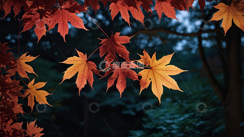 高清大图下载【趣麦麦图】几枝枫叶情高清