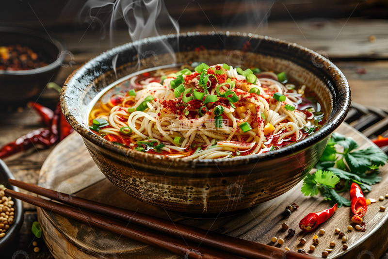 高清大图下载【趣麦麦图】一碗热气腾腾的辣椒面