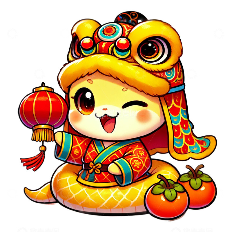 高清大图下载【趣麦麦图】事事如意蛇年IP卡通插画素材