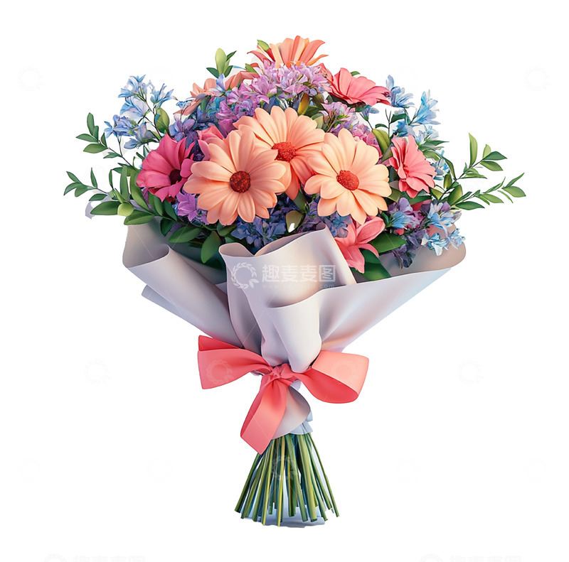 高清大图下载【趣麦麦图】一束鲜花，美丽的粉色菊花