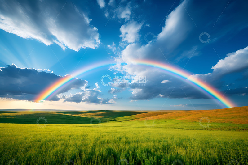 高清大图下载【趣麦麦图】草原上的彩虹