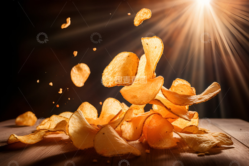 高清大图下载【趣麦麦图】放在桌面的薯片特写