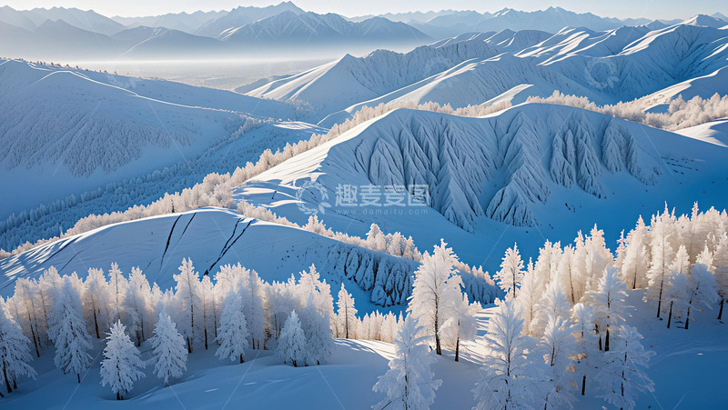 高清大图下载【趣麦麦图】矮山前的雾凇林