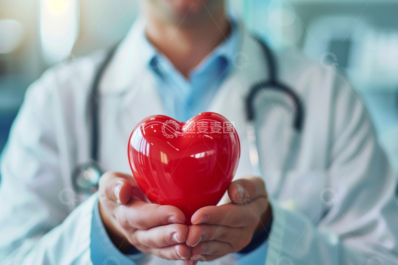 高清大图下载【趣麦麦图】医生拿着一颗红色的心
