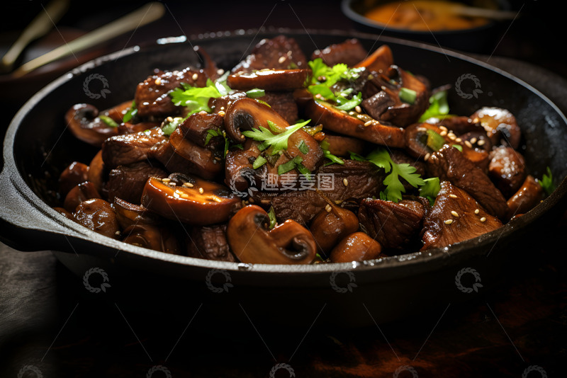 高清大图下载【趣麦麦图】一盘香菇炒肉片