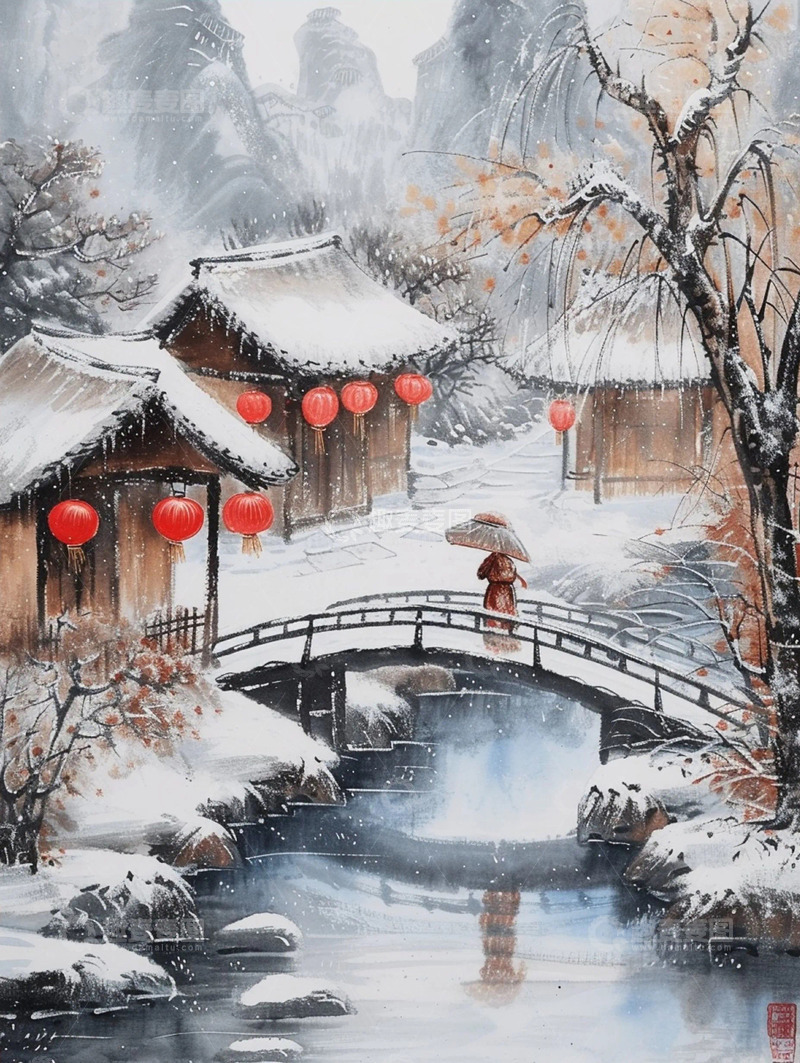 高清大图下载【趣麦麦图】古风大雪场景