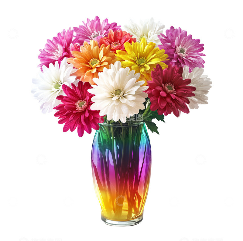 高清大图下载【趣麦麦图】美丽的一瓶菊花