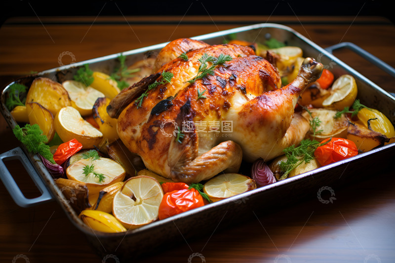 高清大图下载【趣麦麦图】一盘柠檬烤鸡