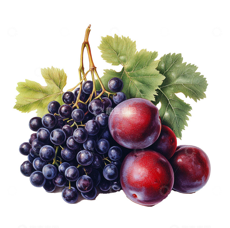 高清大图下载【趣麦麦图】美味的葡萄和李子水果