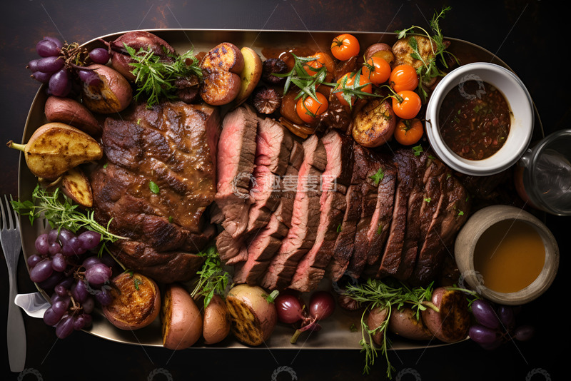 高清大图下载【趣麦麦图】一盘烤牛肉蔬菜