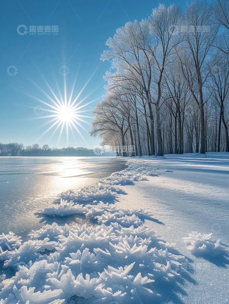 高清大图下载【趣麦麦图】冬季湖边风景