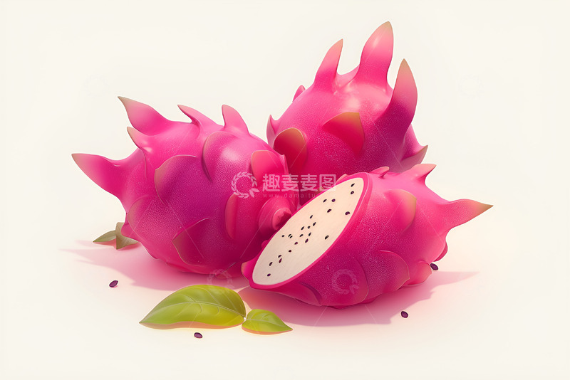 高清大图下载【趣麦麦图】三个新鲜的火龙果