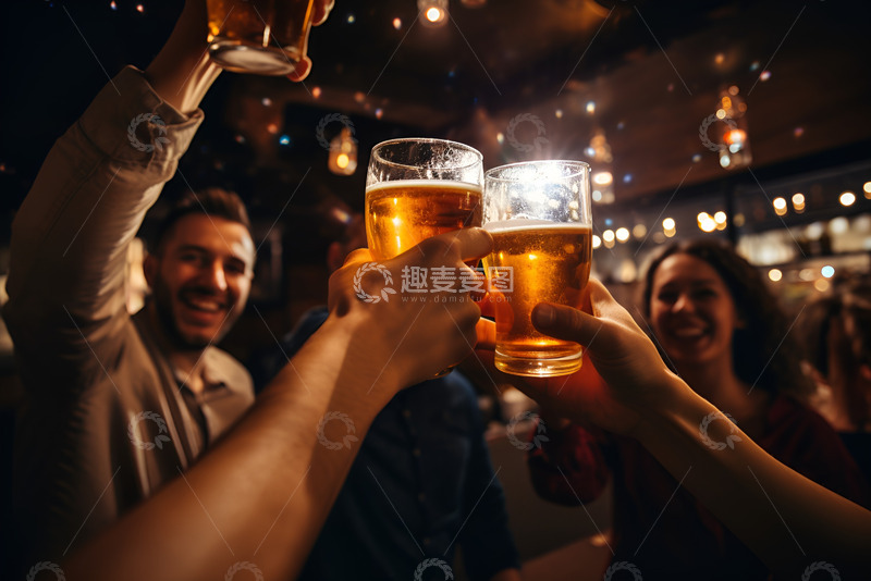 高清大图下载【趣麦麦图】酒吧里干杯的众人