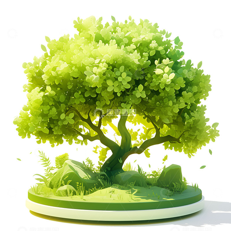 高清大图下载【趣麦麦图】卡通简约一颗茂盛的树