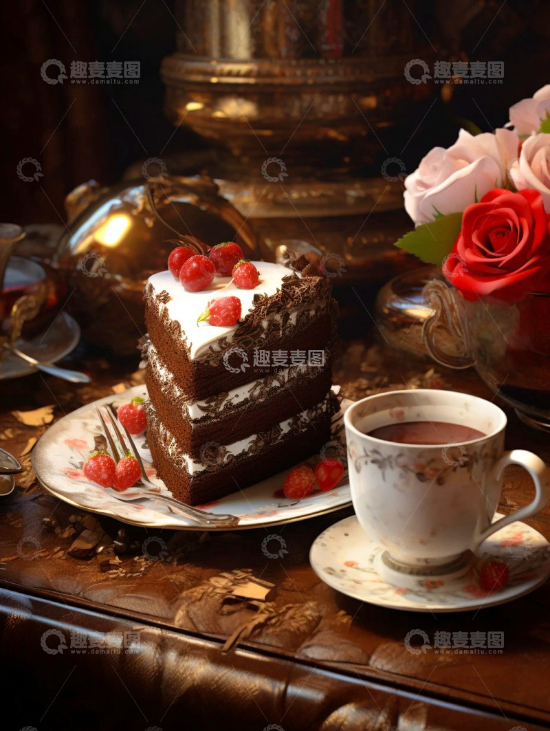 高清大图下载【趣麦麦图】巧克力蛋糕咖啡实拍