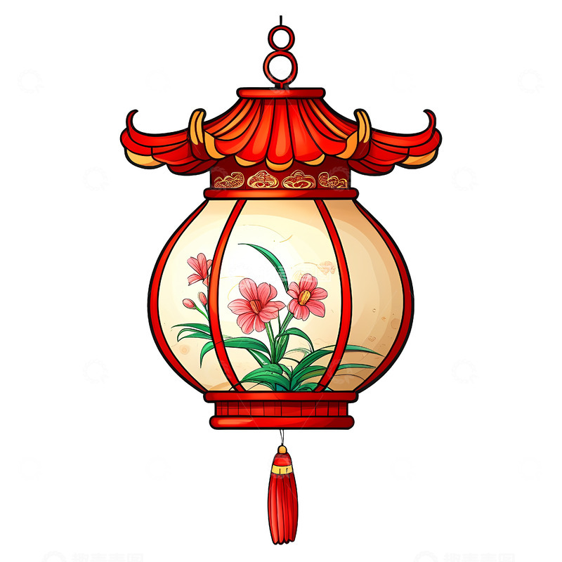高清大图下载【趣麦麦图】中国红色灯笼手绘灯笼