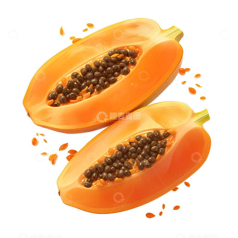 高清大图下载【趣麦麦图】卡通简约切成两半的木瓜