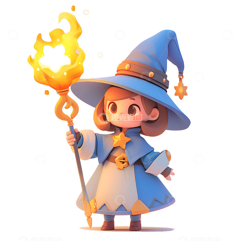 高清大图下载【趣麦麦图】拿着火焰魔法杖的法师