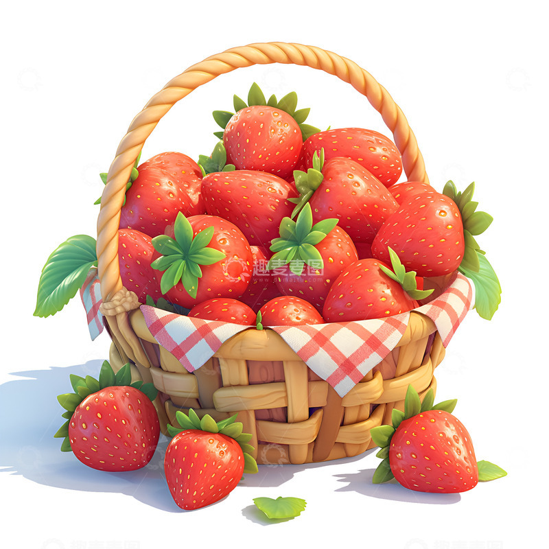 高清大图下载【趣麦麦图】卡通简约一篮子草莓