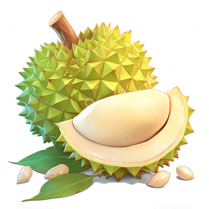 高清大图下载【趣麦麦图】卡通简约新鲜的榴莲