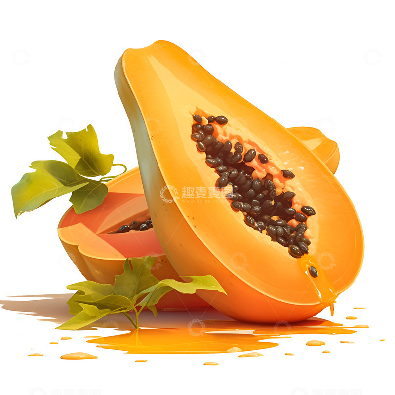 高清大图下载【趣麦麦图】卡通简约两块木瓜